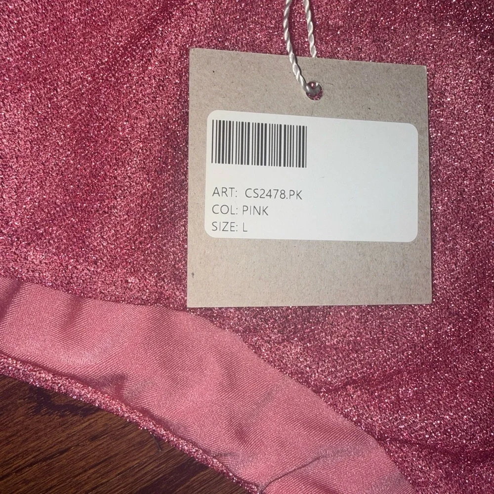 Chio Pink Shimmer Ruffle Bikini Set - Picture 3 of 3
